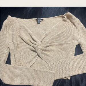 Twist Front Beige Sweater